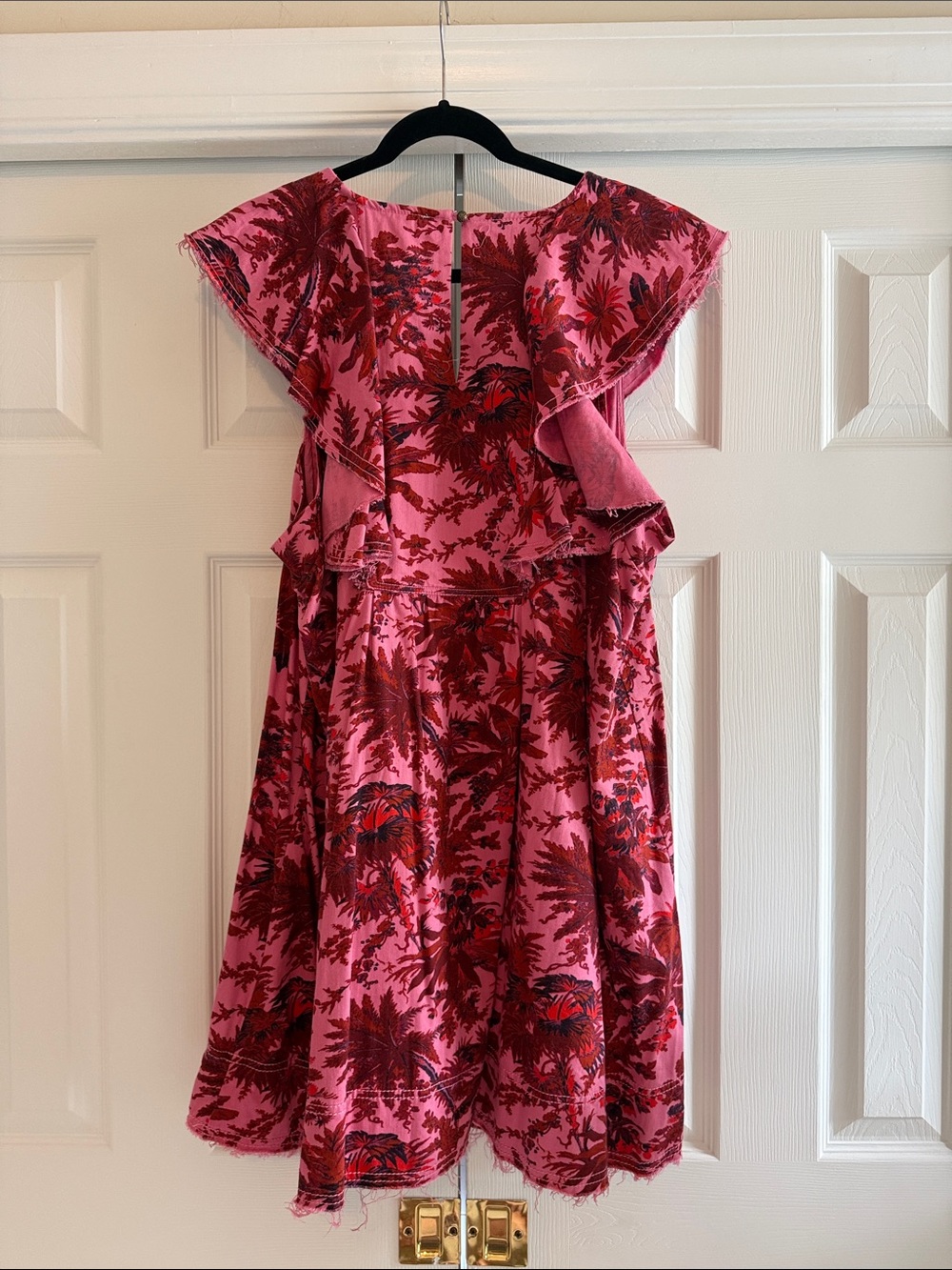 Pilcro Anthropologie Pink Floral Ruffle Swing Dress XL - Picture 2 of 8